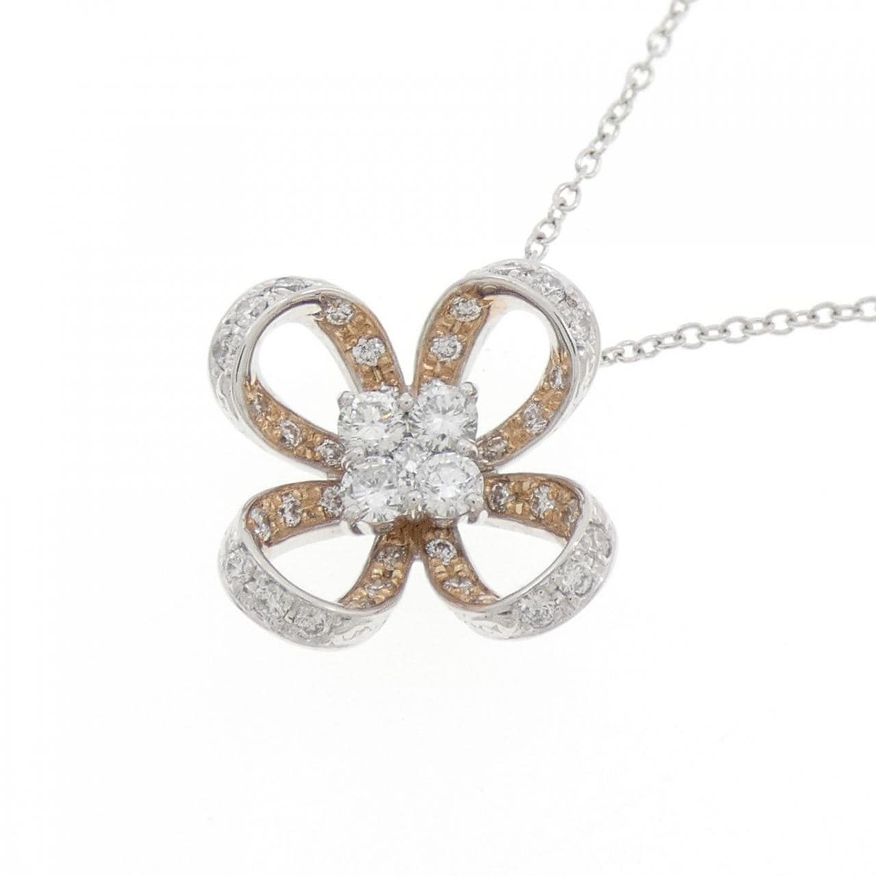 K18WG/K18PG フラワー ダイヤモンド ネックレス 0.50CT