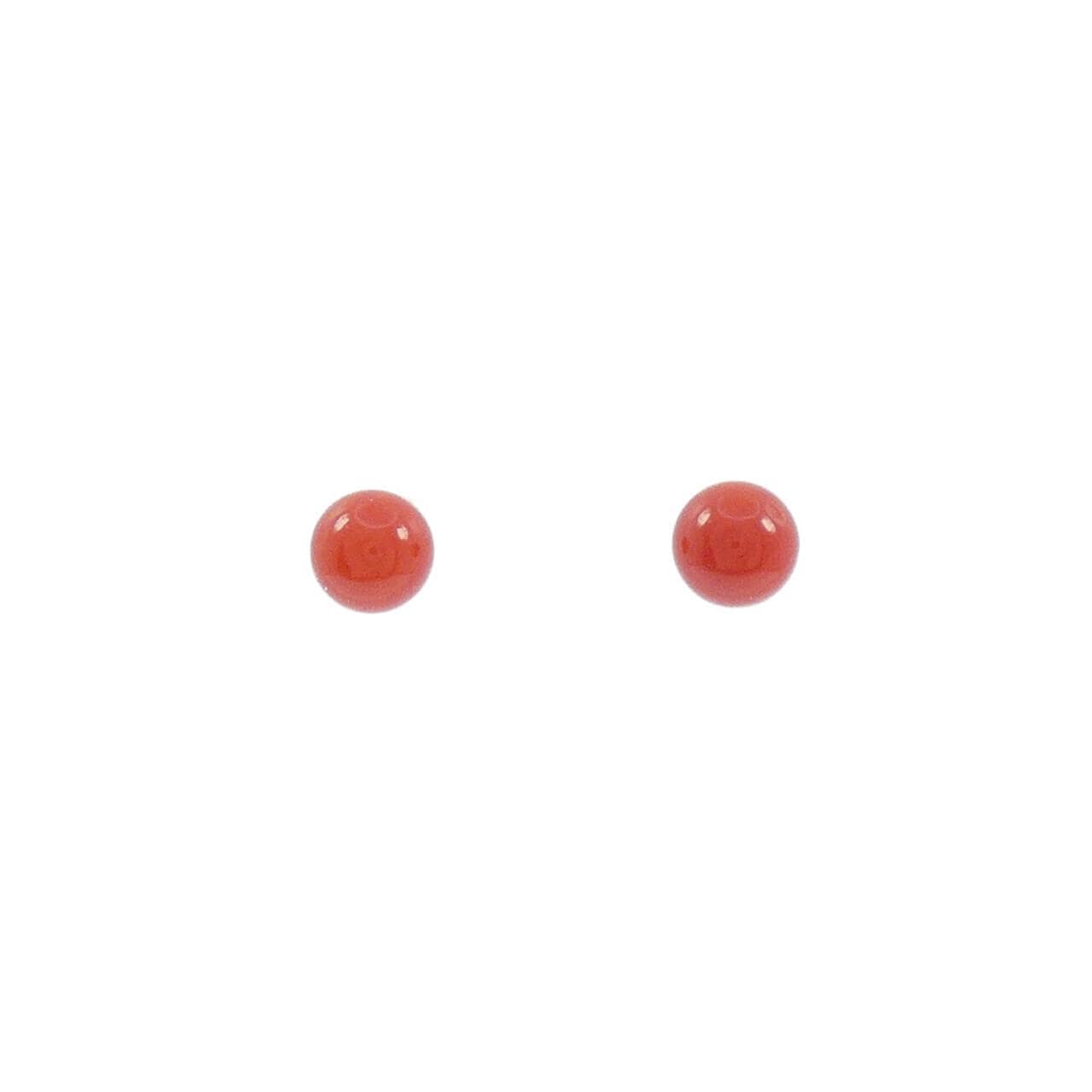 [新品] K18YG 珊瑚耳環 5mm
