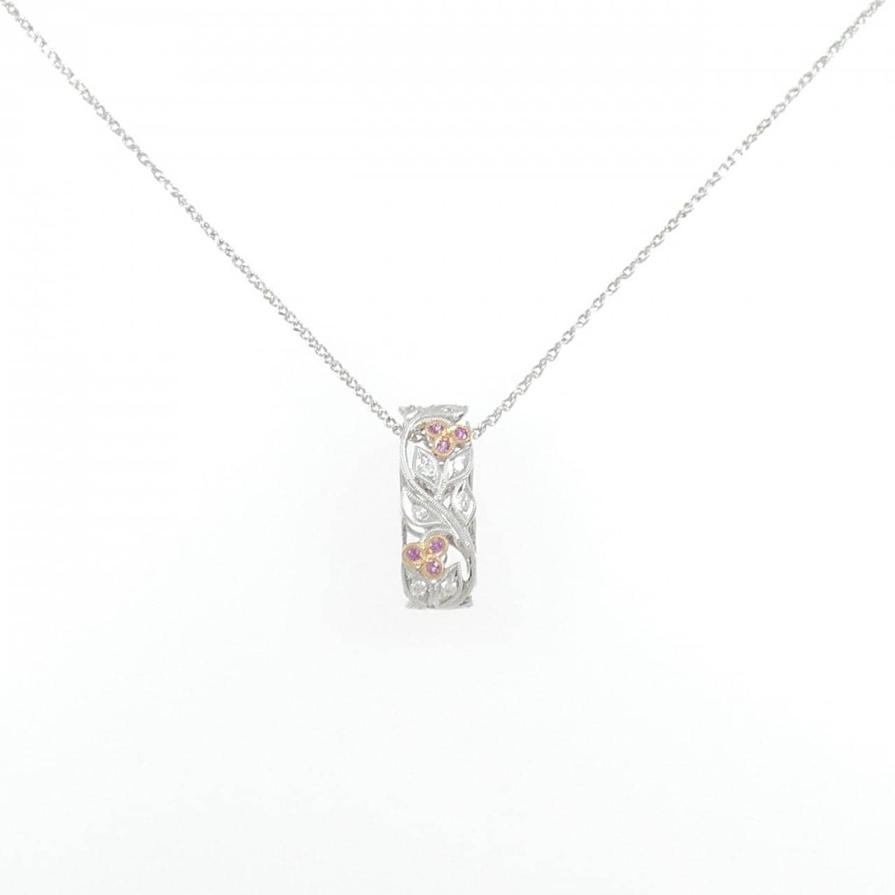 750WG/750PG/K18WG サファイヤ ネックレス 0.09CT