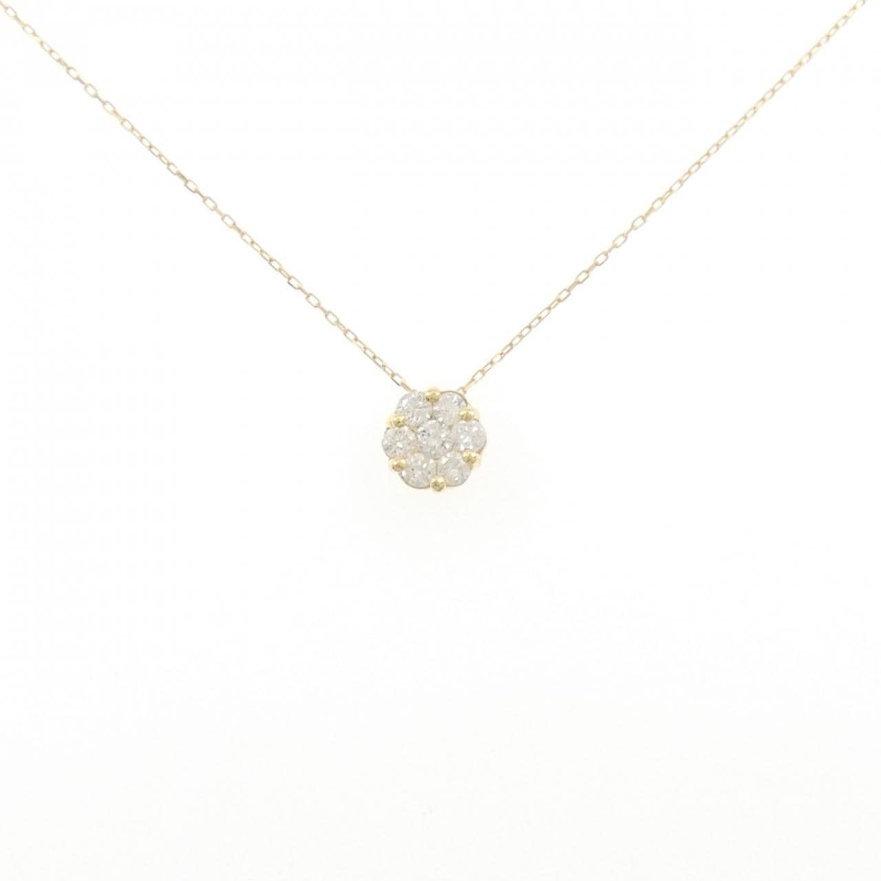 K18YG フラワー ダイヤモンド ネックレス 0.3CT
