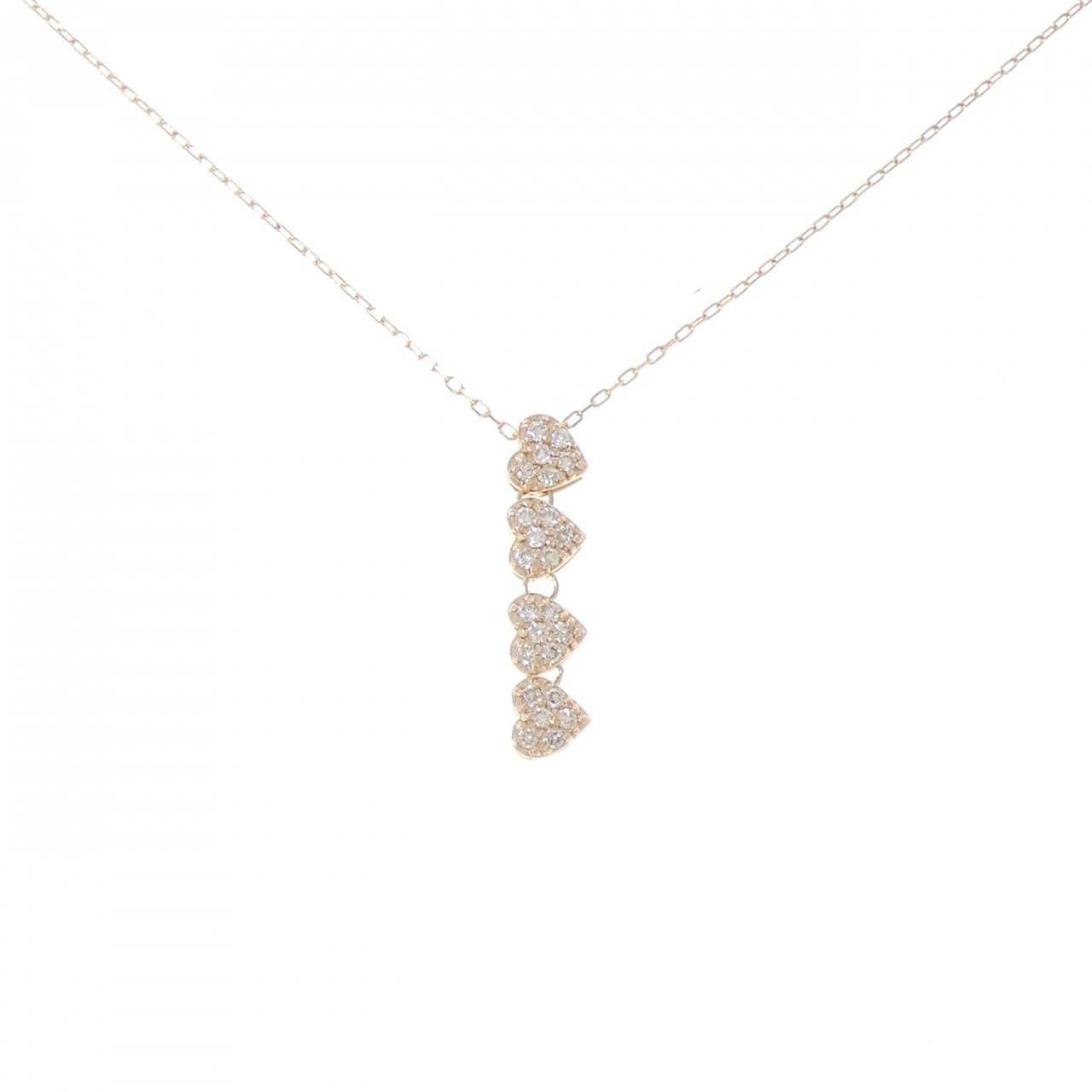 K18PG 2WAY ハート ダイヤモンド ネックレス 0.20CT
