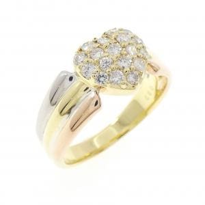 K18YG/PT/K18PG ハート パヴェ ダイヤモンド リング 0.33CT