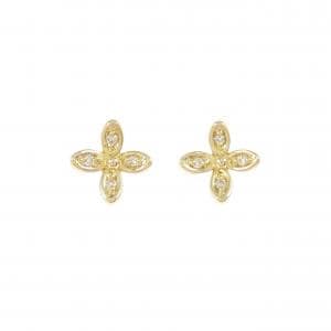 K18YG フラワー ダイヤモンド ピアス 0.04CT