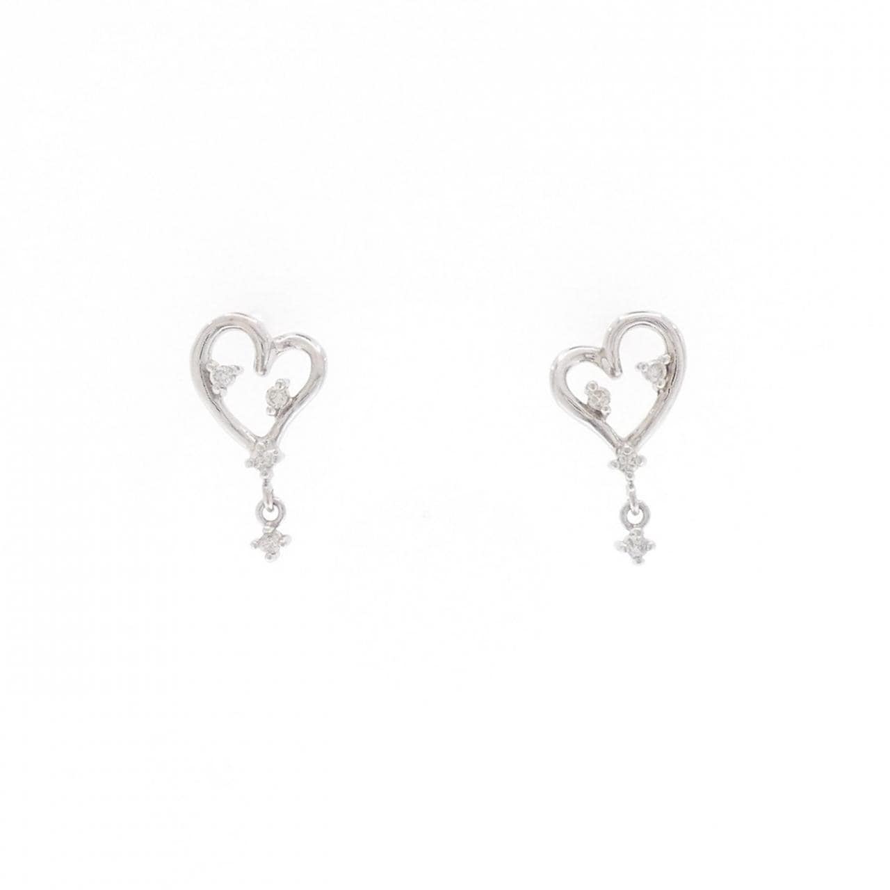 K18WG ハート ダイヤモンド ピアス 0.08CT