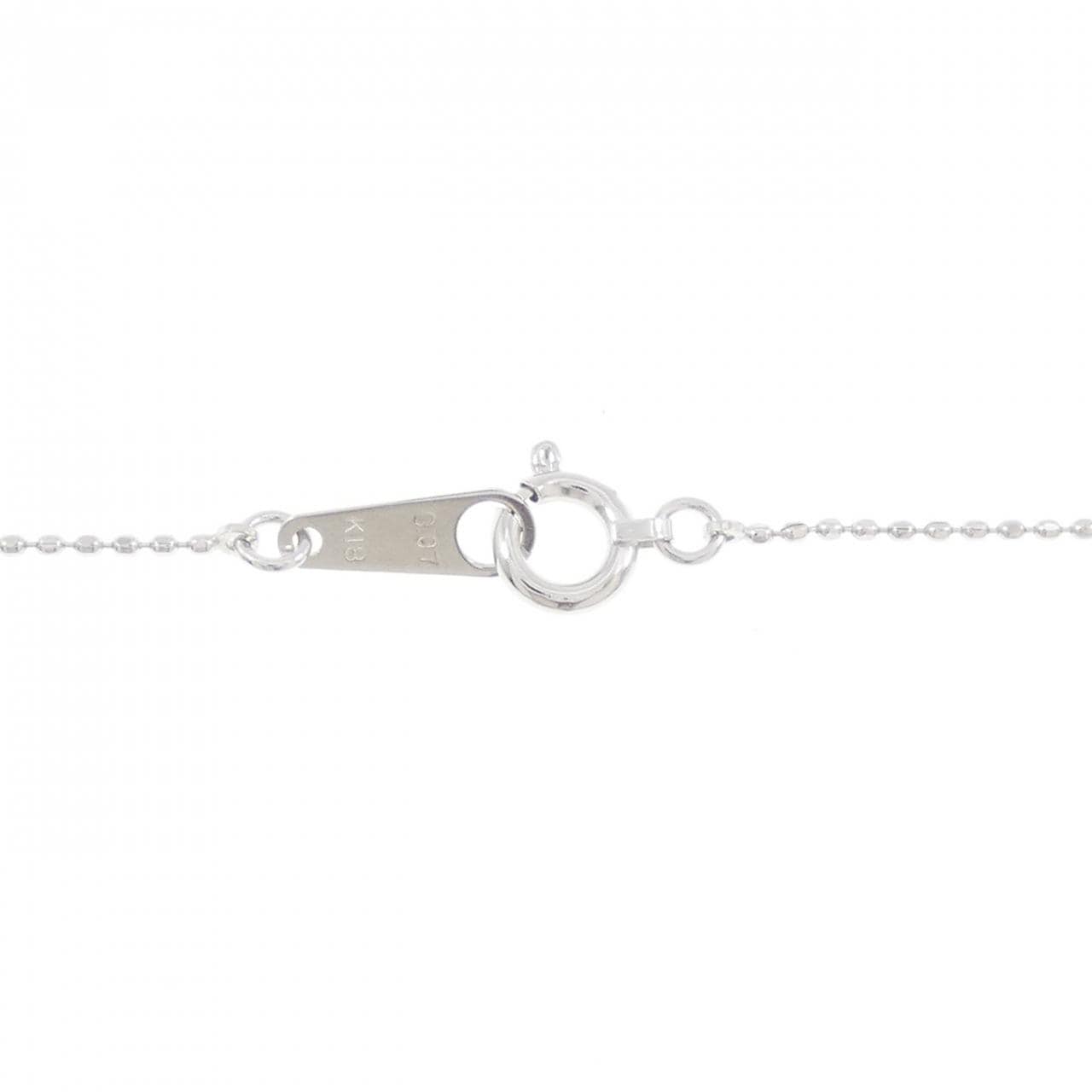 K18WG フラワー ダイヤモンド ネックレス 0.07CT