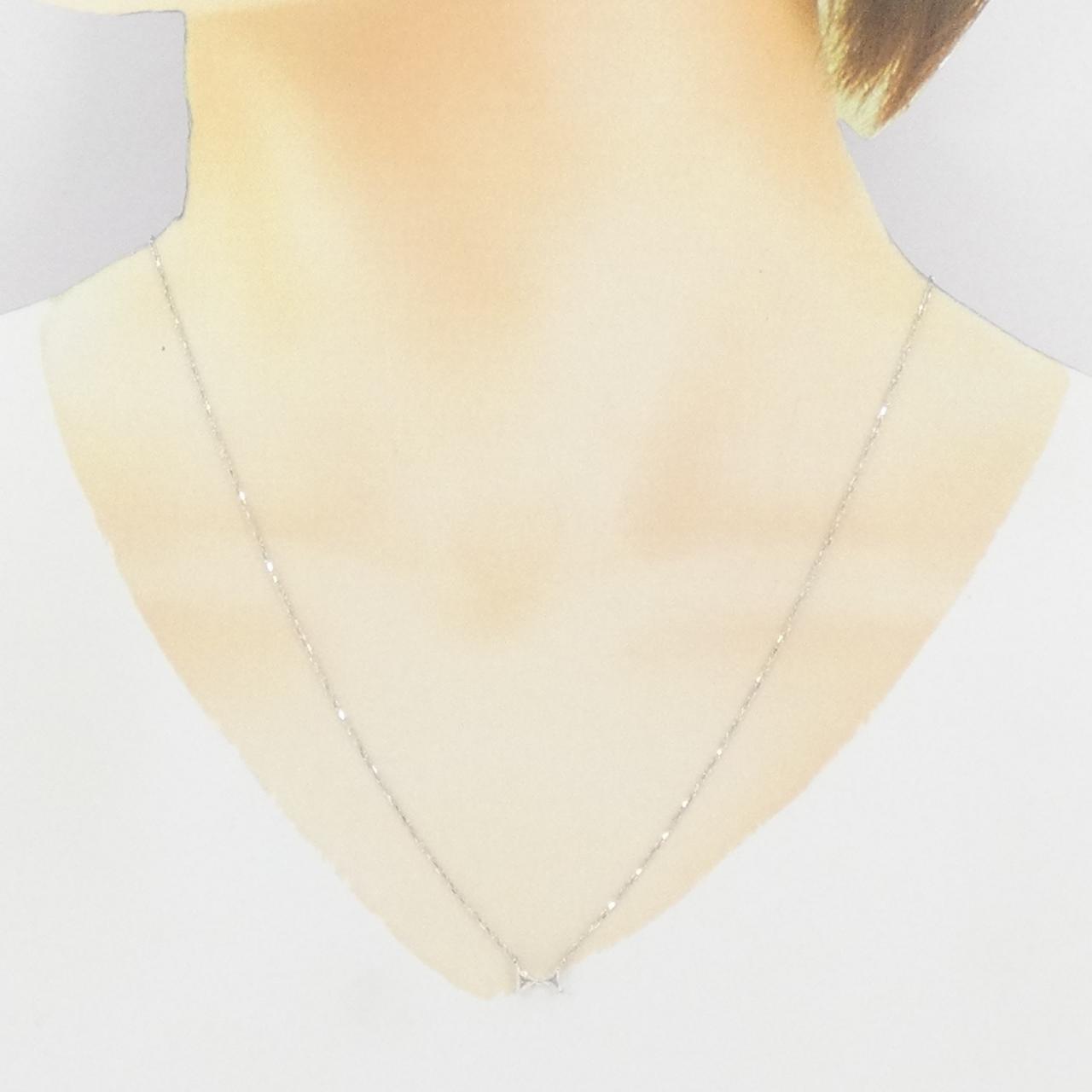 K18WG リボン ダイヤモンド ネックレス 0.20CT