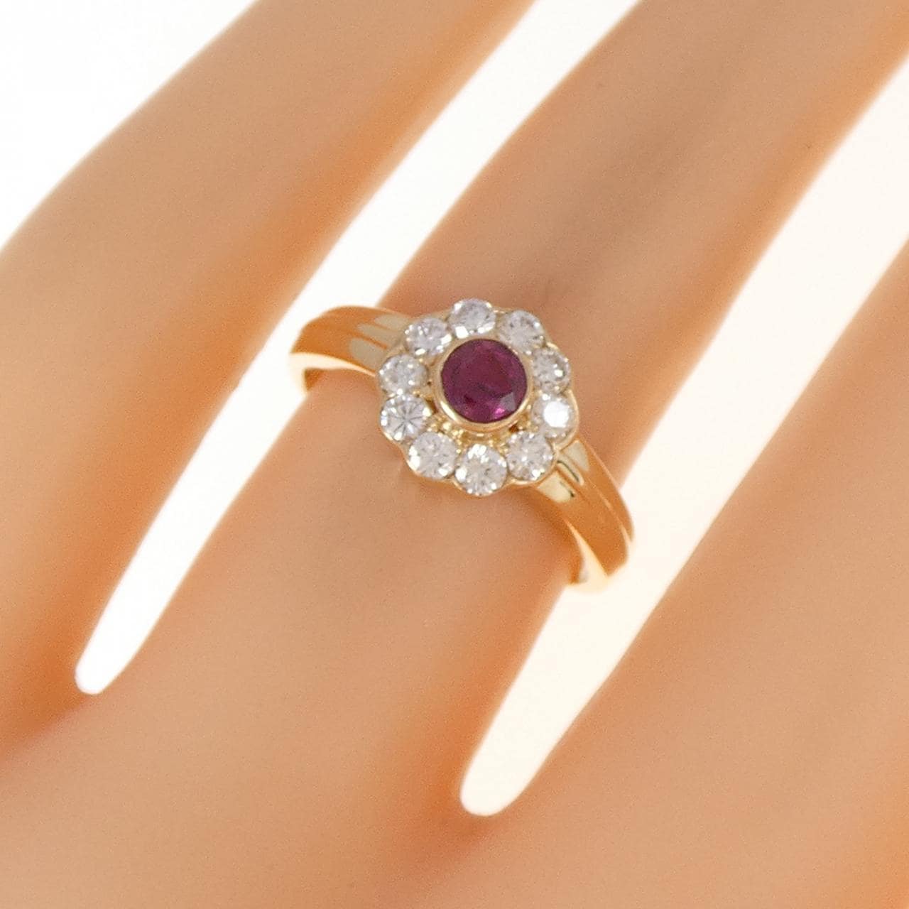 K18YG ルビー リング 0.22CT