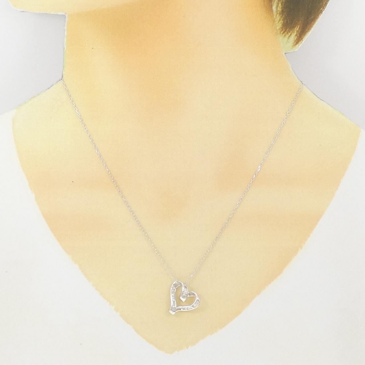 K18WG ハート ダイヤモンド ネックレス 0.40CT