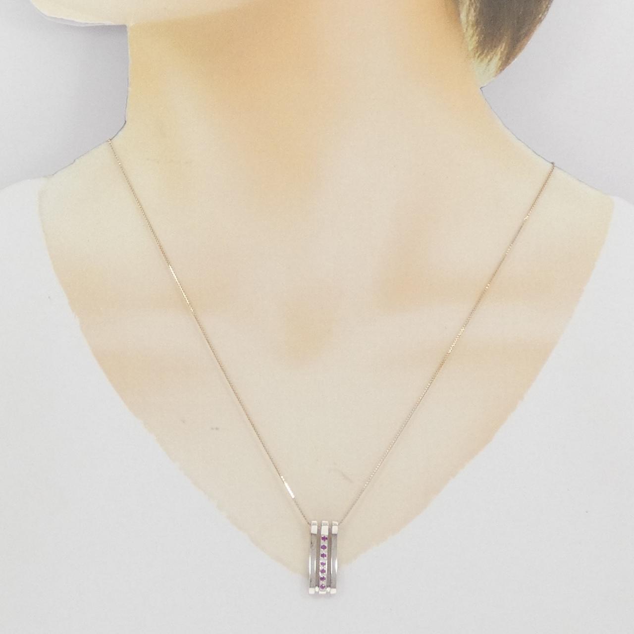 750PG/750WG/K18PG ルビー ネックレス 0.07CT