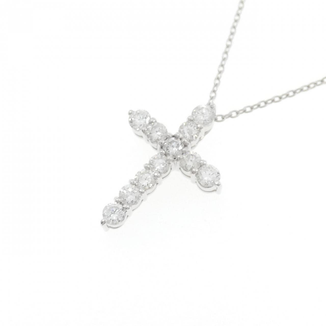 K18WG クロス ダイヤモンド ネックレス 0.50CT
