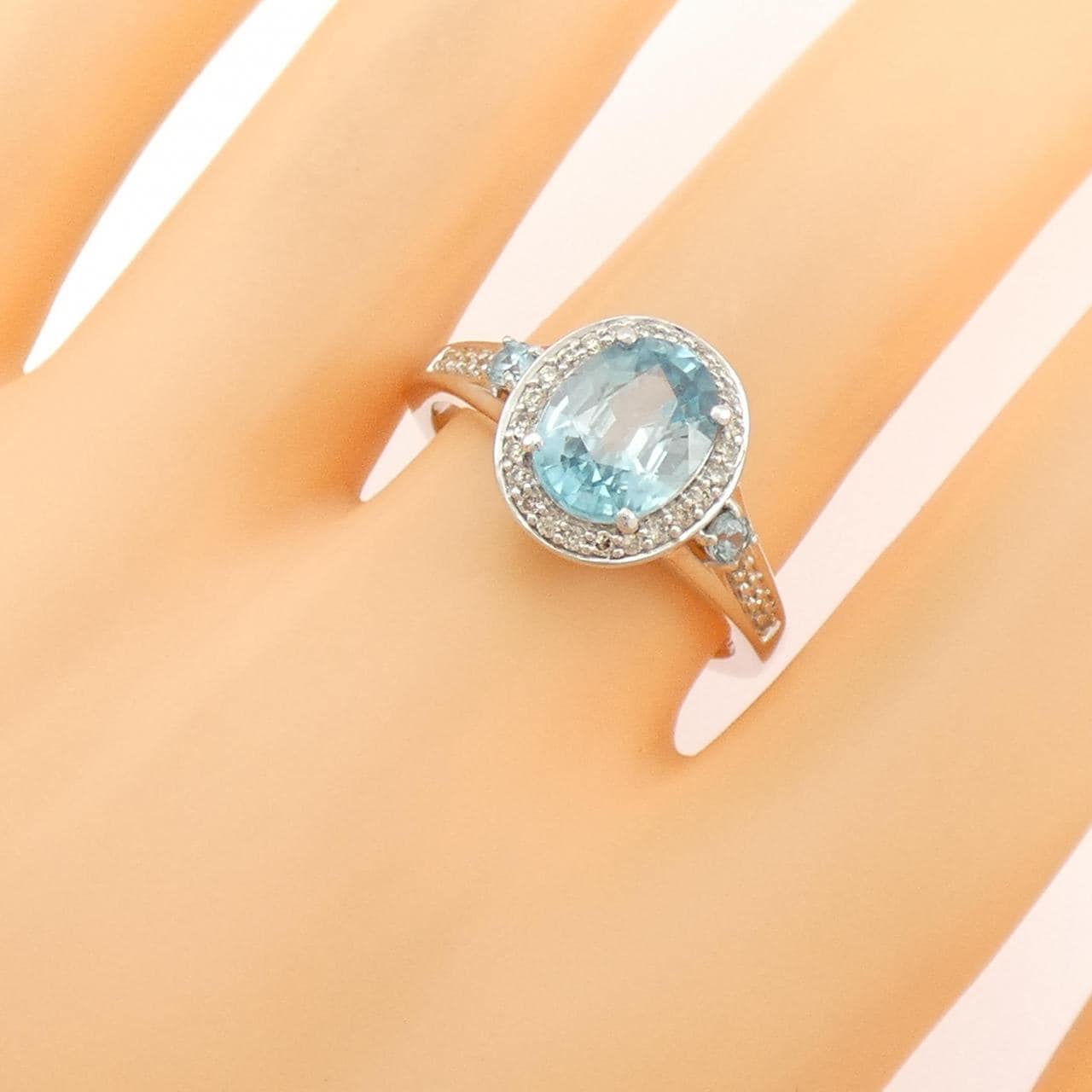 K14WG ジルコン リング 3.84CT