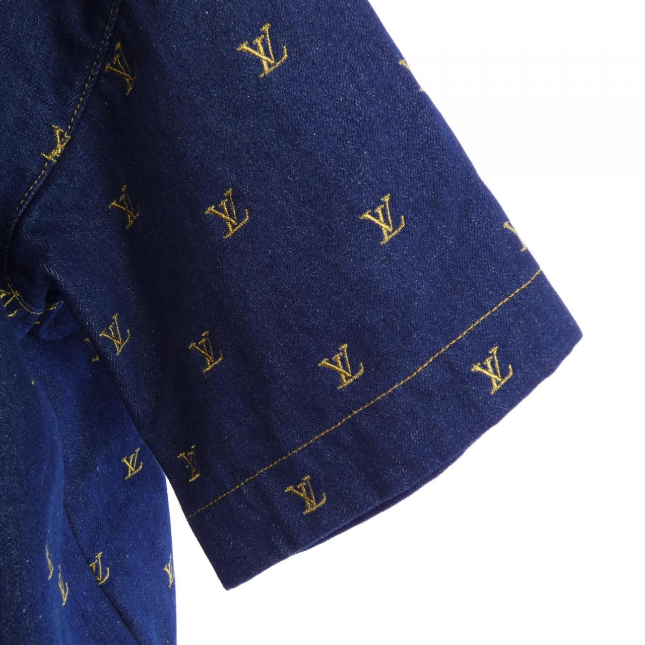 ルイヴィトン LOUIS VUITTON エンブロイダードシグネチャーショートスリーブデニムシャツ HQS90WJX1 S／Sシャツ