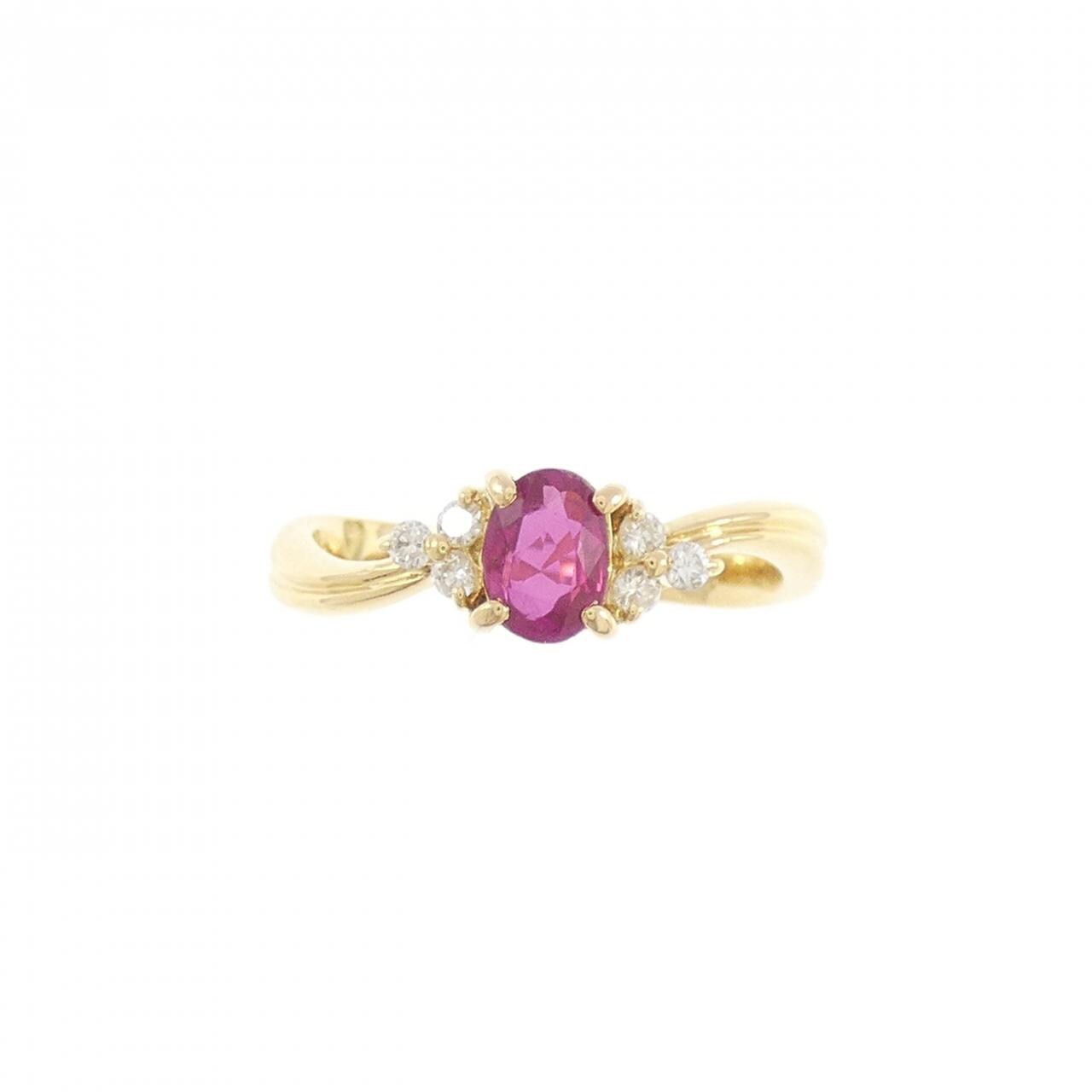 K18YG ルビー リング 0.423CT