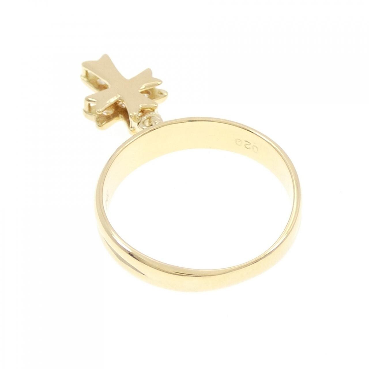 K18YG cross Diamond ring 0.20CT