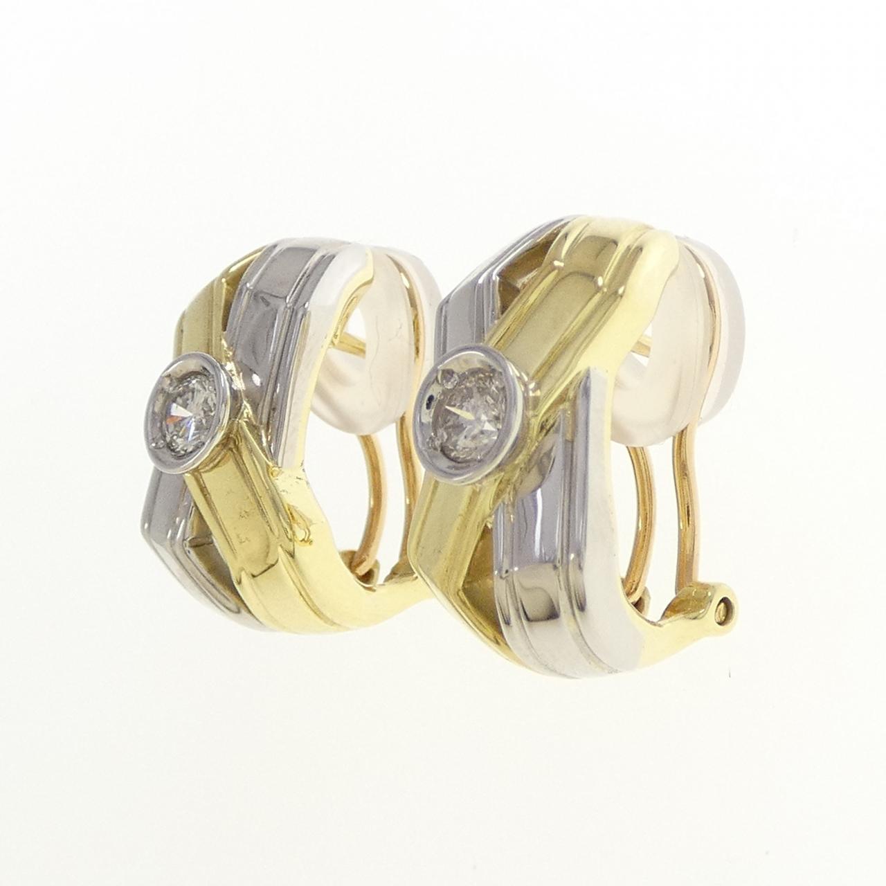 K18YG/PT900鑽石耳環/耳夹0.30CT