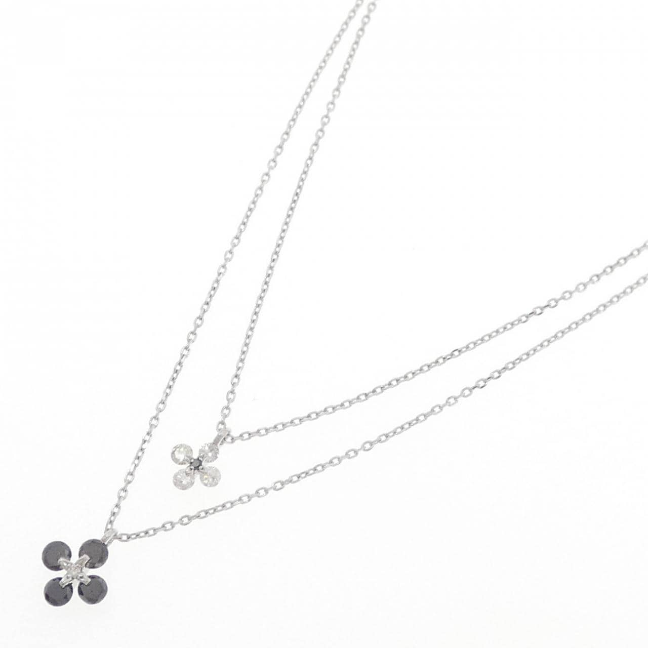 K18WG フラワー ダイヤモンド ネックレス 0.50CT