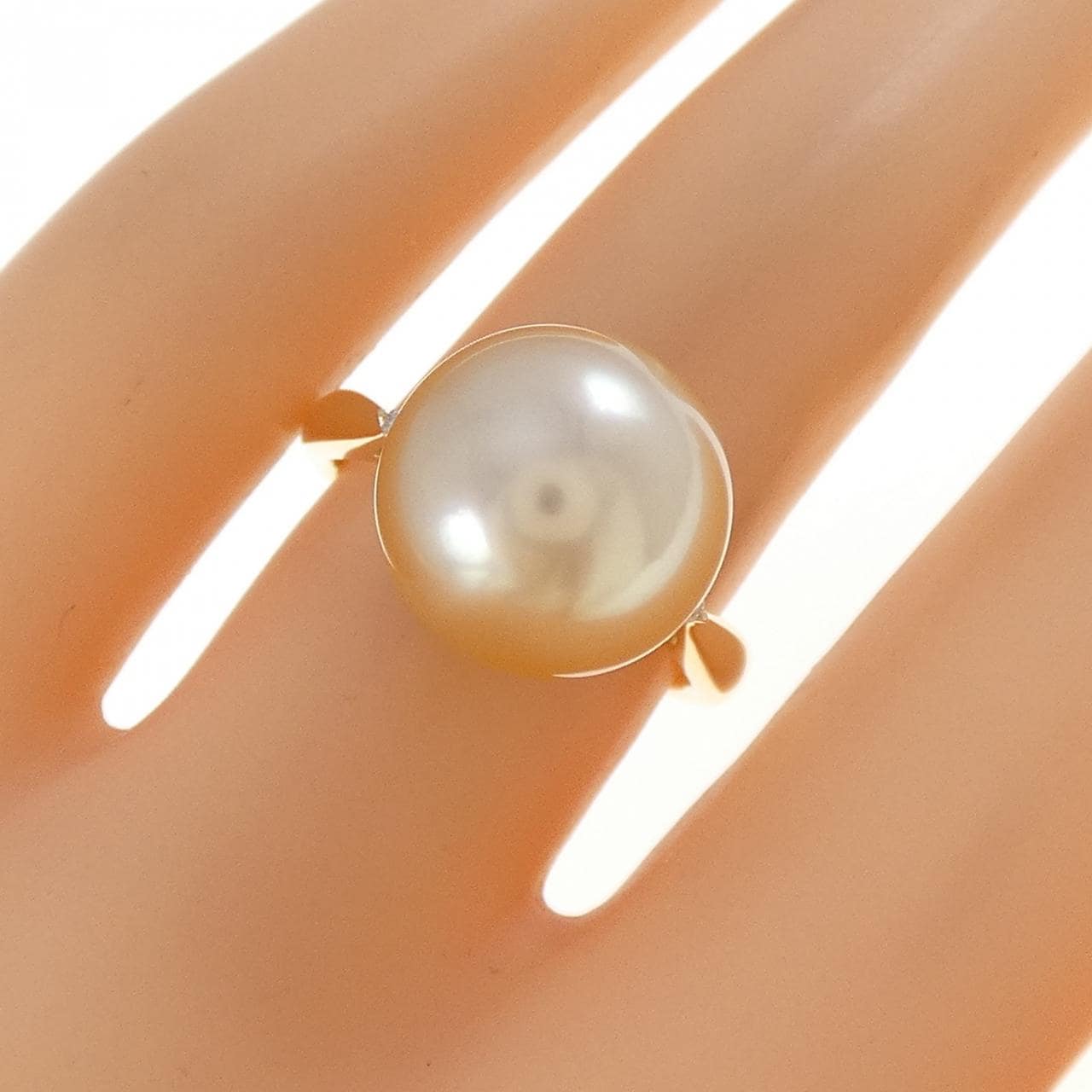 K18YG 白蝶パール リング 11.9mm