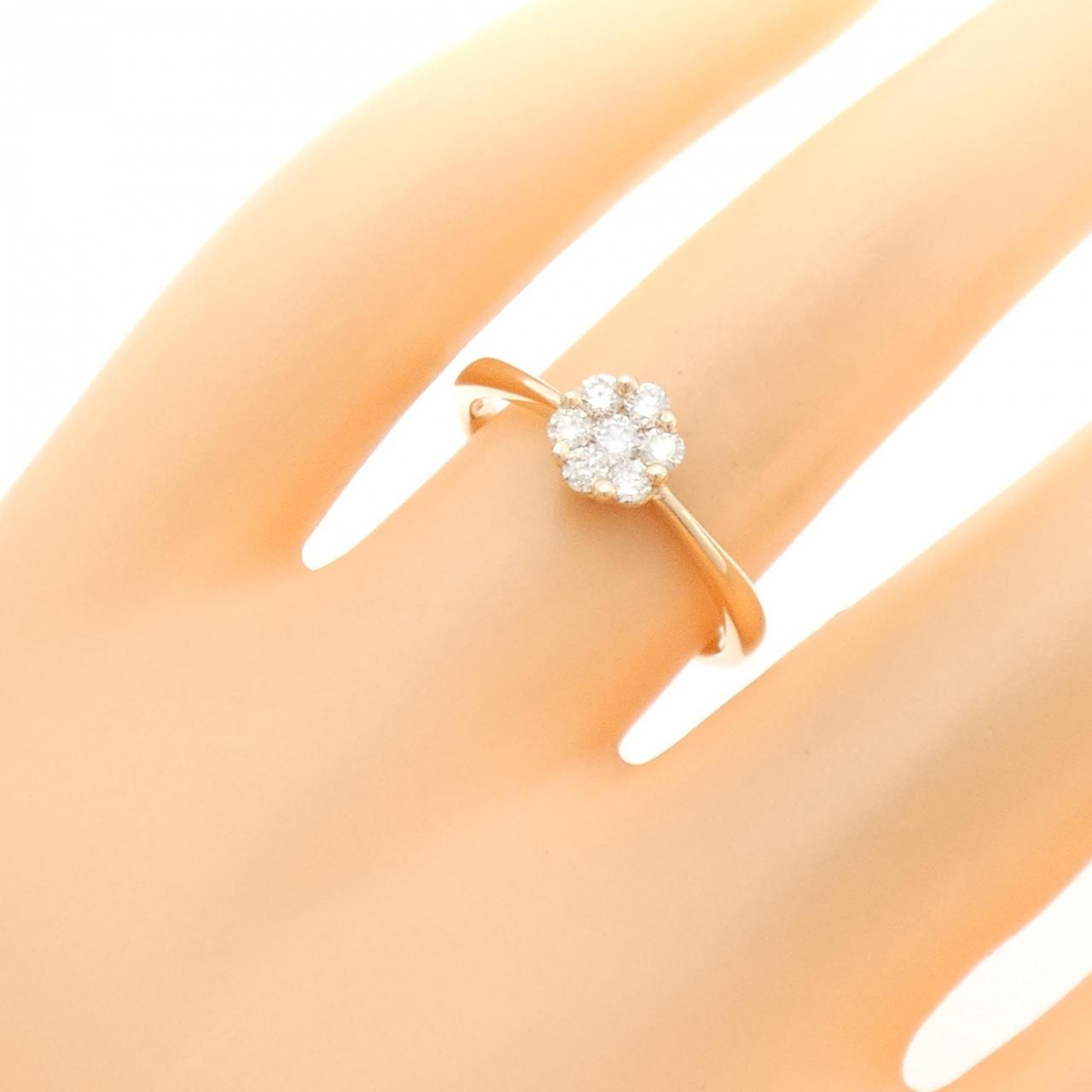 K18PG フラワー ダイヤモンド リング 0.30CT