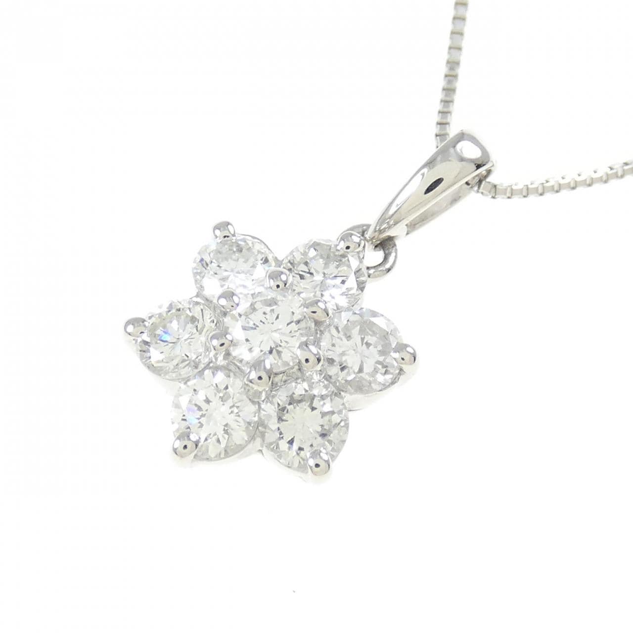 PT900/PT850 フラワー ダイヤモンド ネックレス 1.03CT