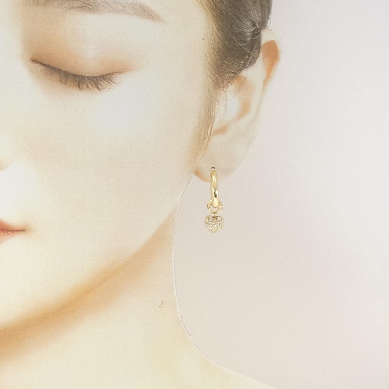 K18YG/750YG ハート ダイヤモンド ピアス 0.60CT