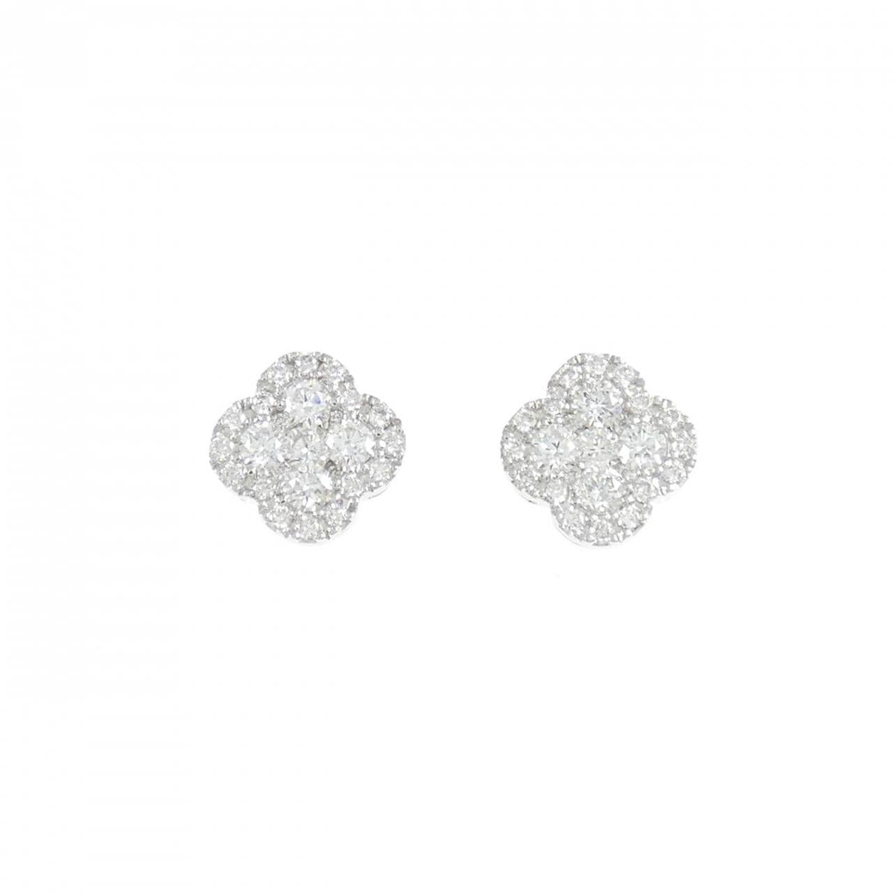 K18WG フラワー ダイヤモンド ピアス 0.50CT