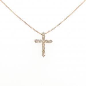 K18PG クロス ダイヤモンド ネックレス 0.30CT