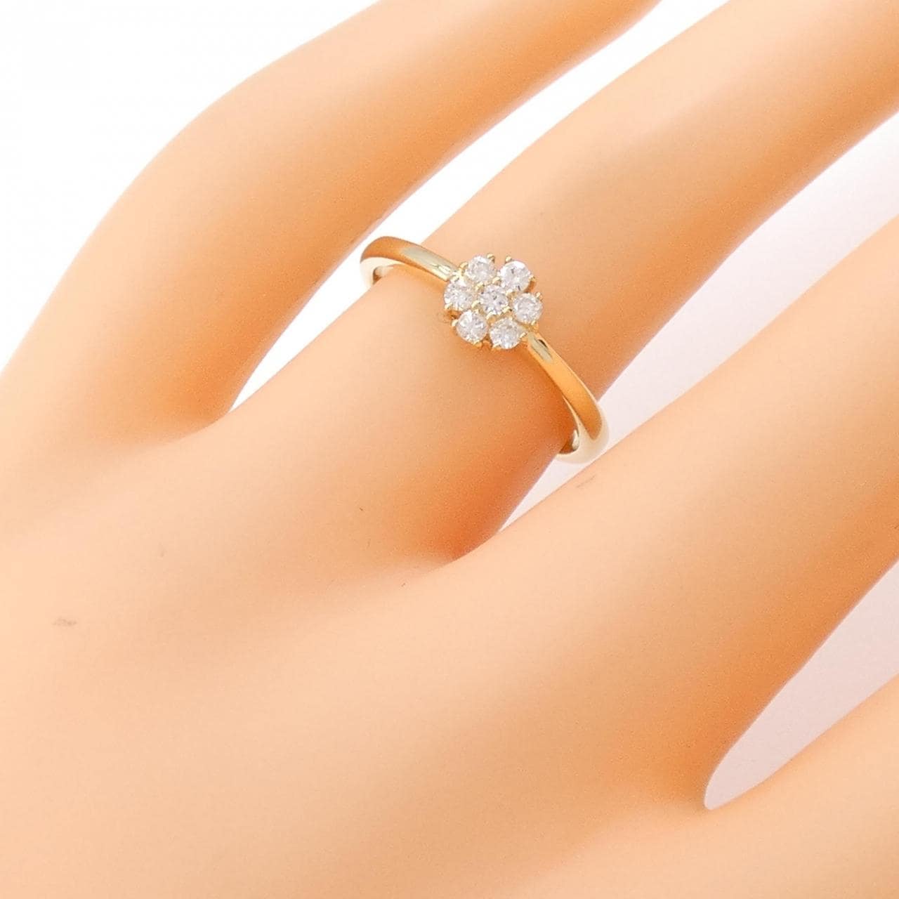 [Remake] K18YG Flower Diamond Ring 0.15CT