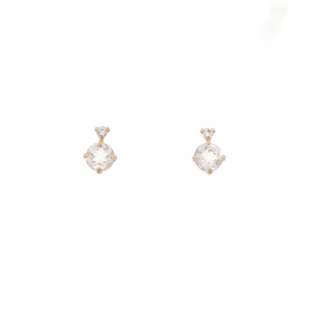 【新品】K18PG ローズクオーツ ピアス