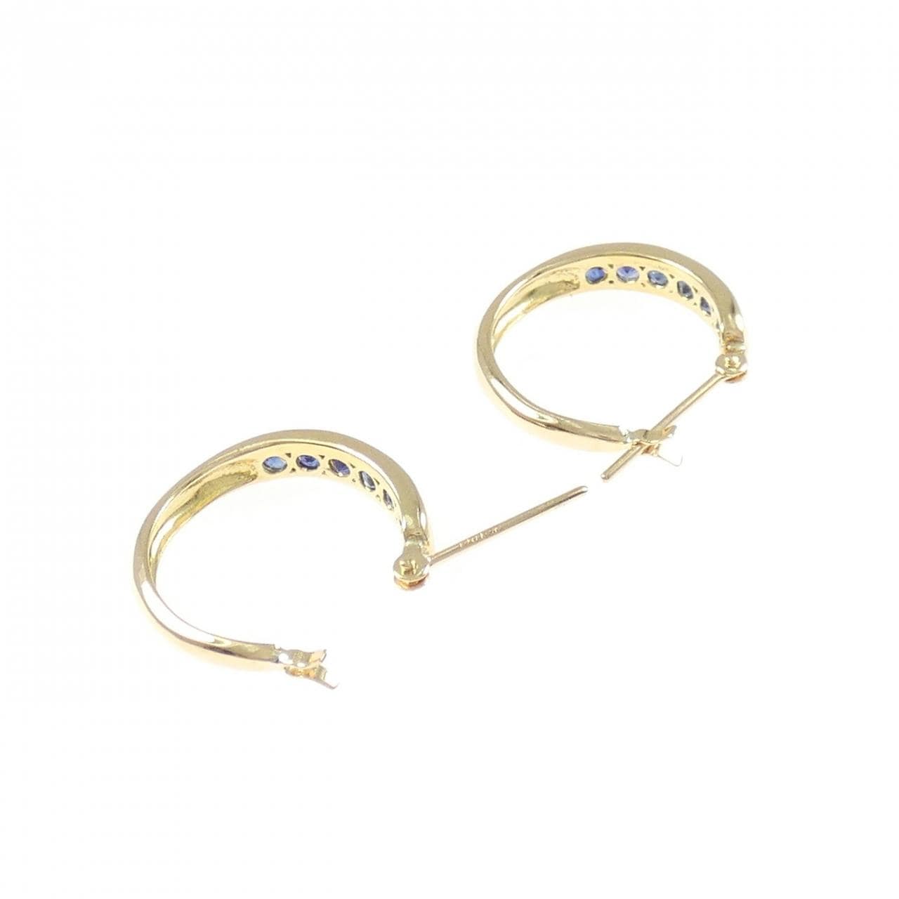 K18YG サファイヤ フープ ピアス 0.72CT