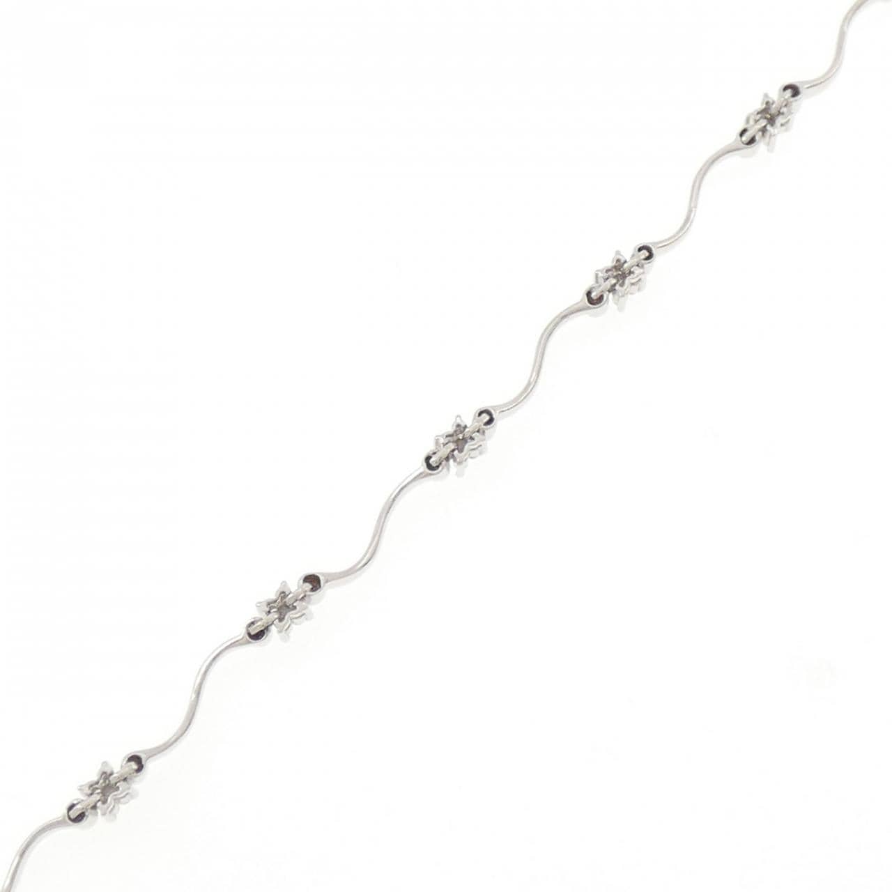 K18WG フラワー ダイヤモンド ブレスレット 0.24CT