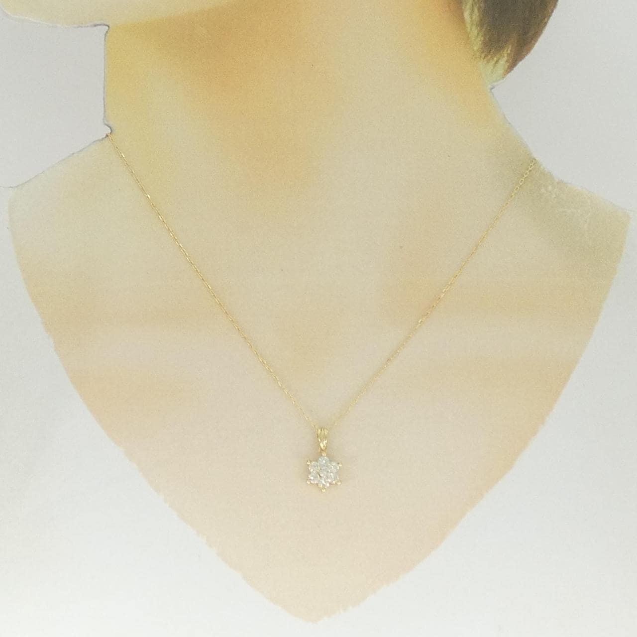 K18YG フラワー ダイヤモンド ネックレス 0.50CT