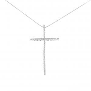 K18WG クロス ダイヤモンド ネックレス 1.01CT