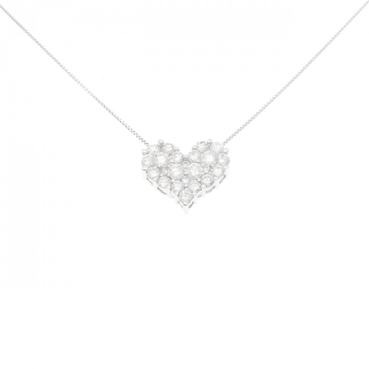 K18WG ハート ダイヤモンド ネックレス 1.00CT