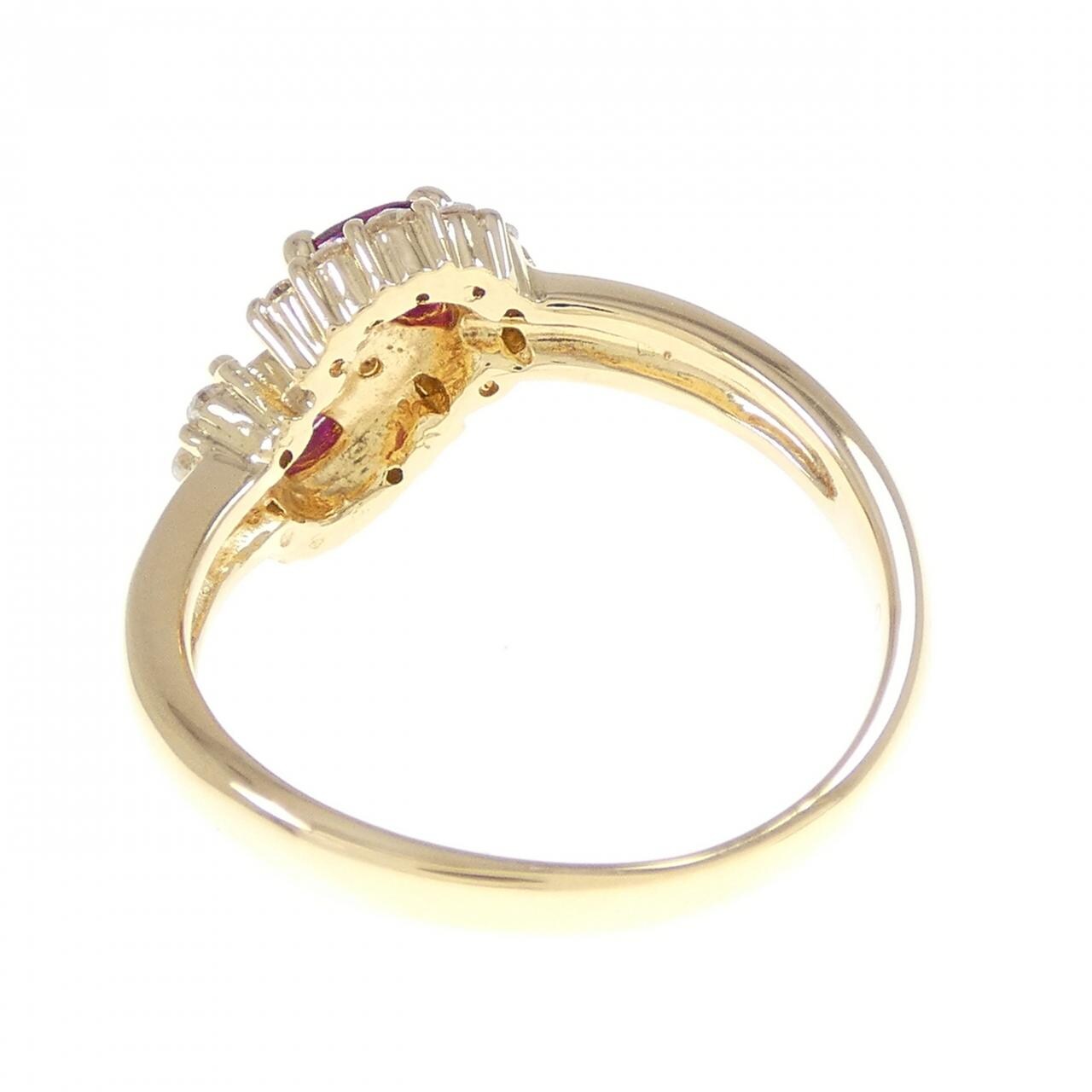 K18YG ルビー リング 0.40CT
