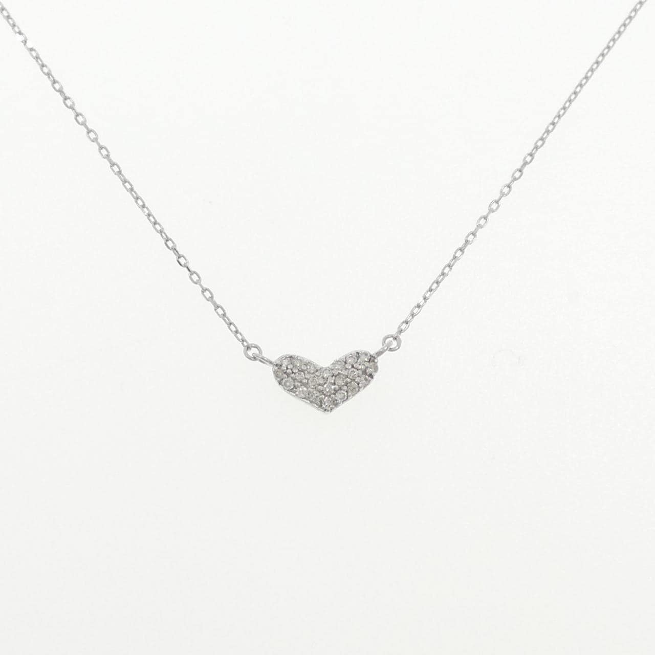 K10WG ハート ダイヤモンド ネックレス 0.1CT