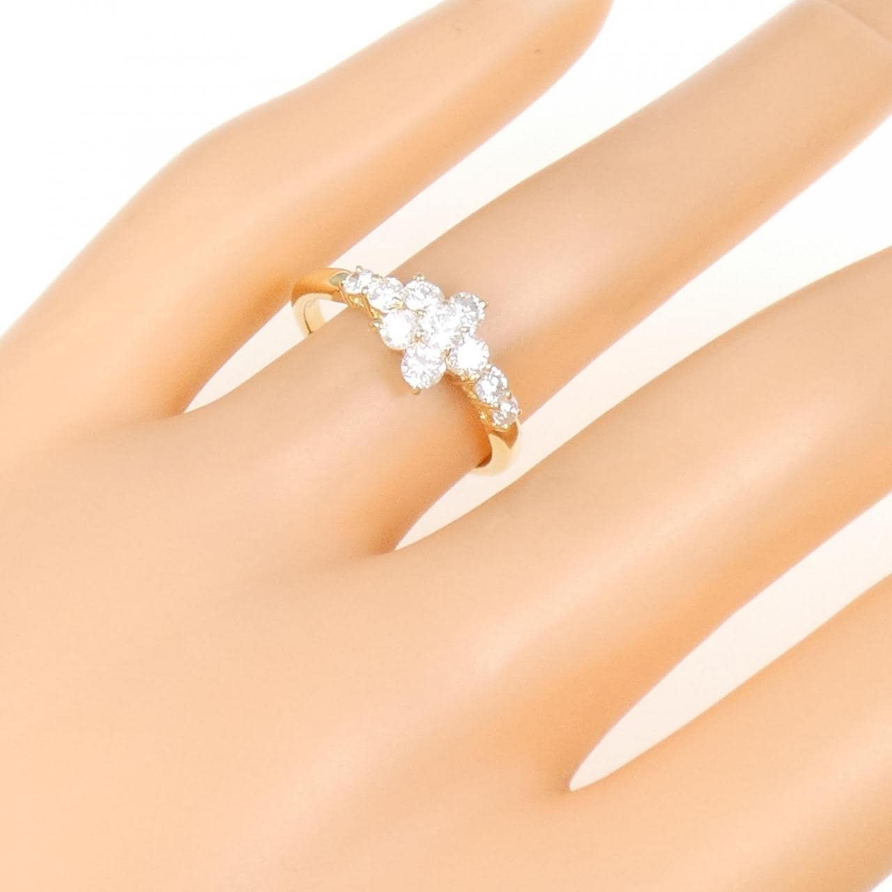 K18YG フラワー ダイヤモンド リング 0.79CT