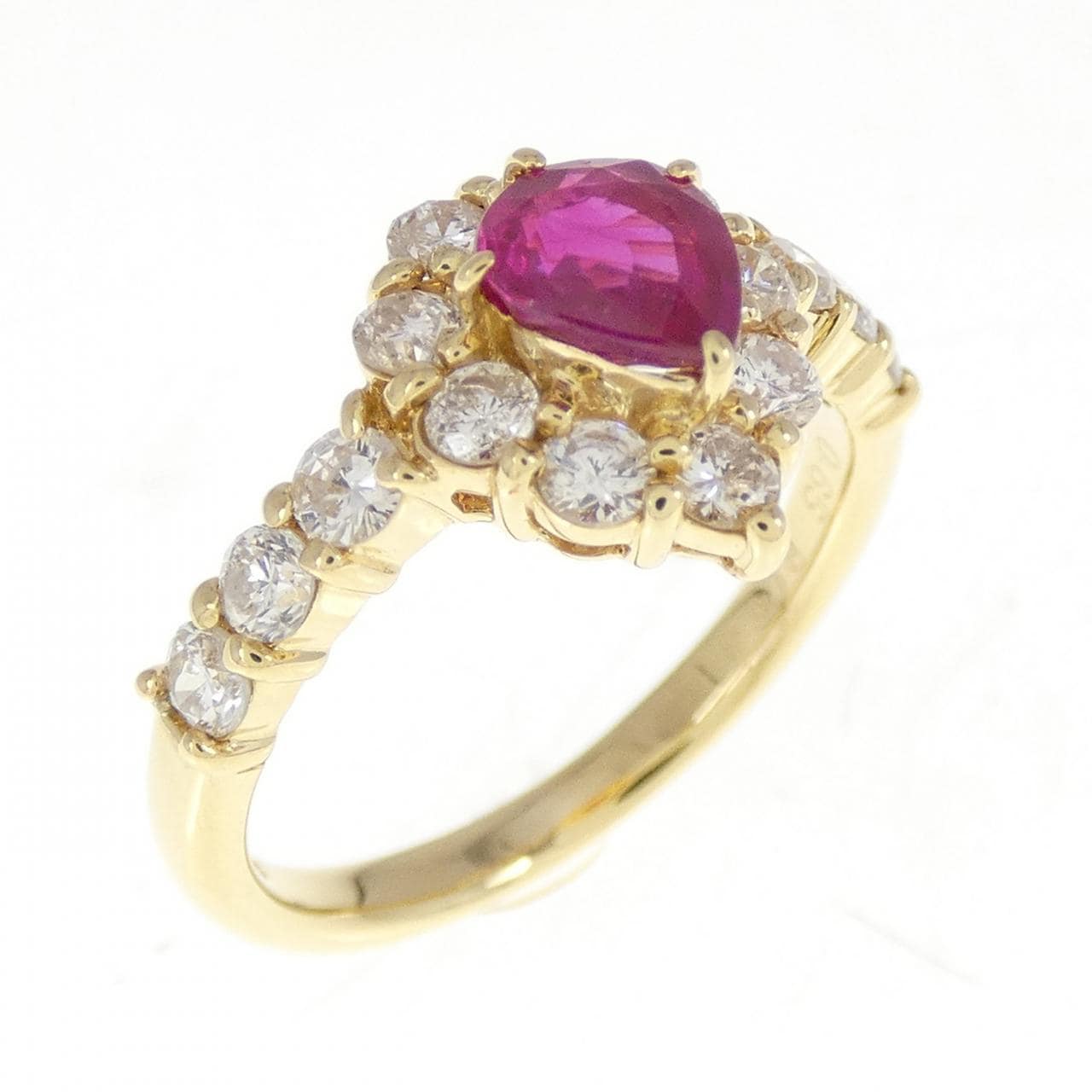 K18YG ルビー リング 0.63CT