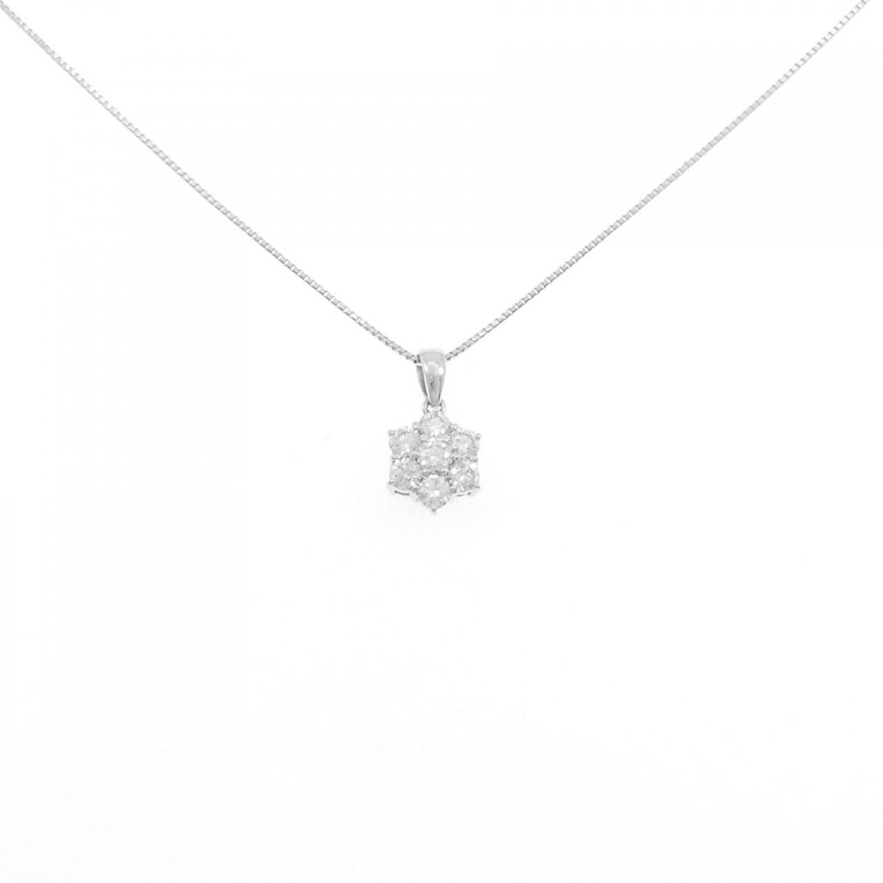 PT950/PT850 フラワー ダイヤモンド ネックレス 0.64CT