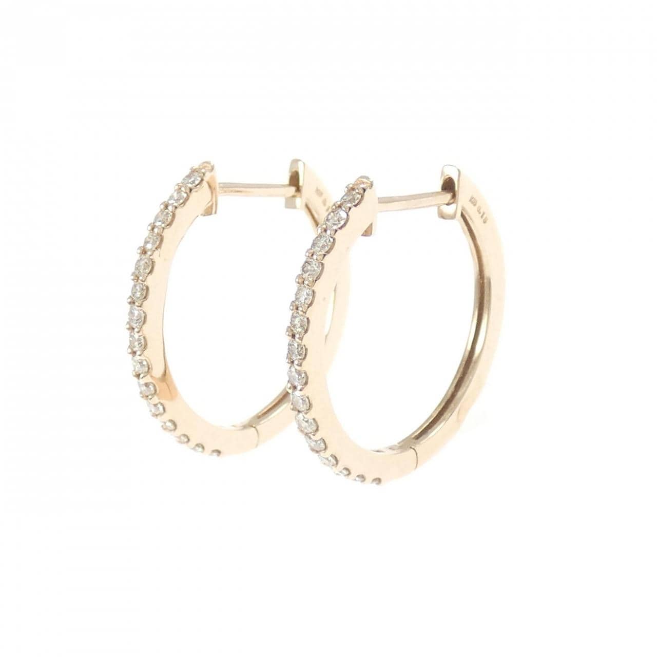 【新品】K18PG ダイヤモンド フープ ピアス 0.30CT