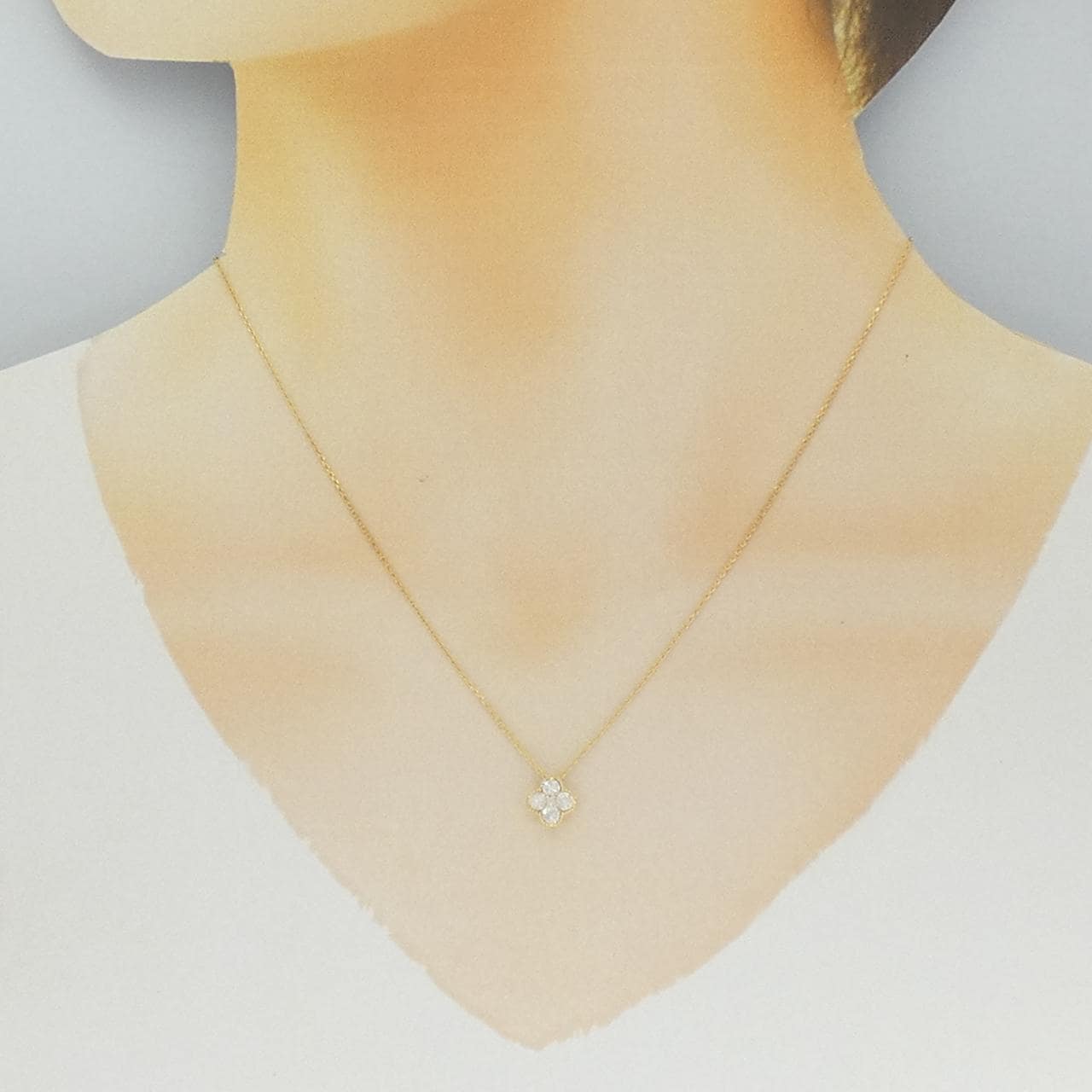 K18YG フラワー ダイヤモンド ネックレス 0.33CT