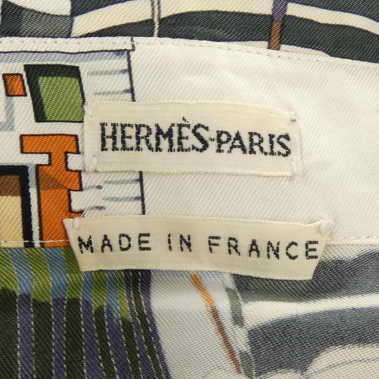 【ヴィンテージ】エルメス HERMES CHARMES DES PLAGES NORMANDES ツイルレーヌ. シャツ