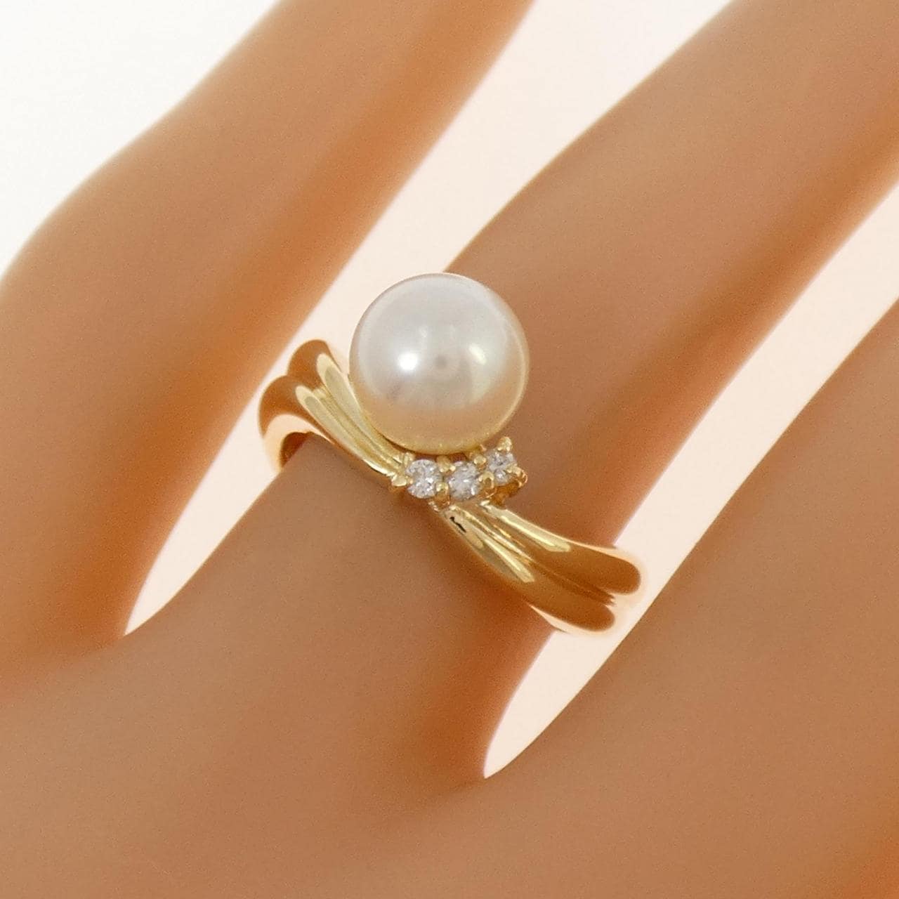 K18YG アコヤパール リング 7.4mm