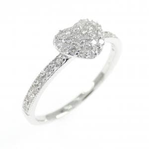 K18WG パヴェ ハート ダイヤモンド リング 0.23CT