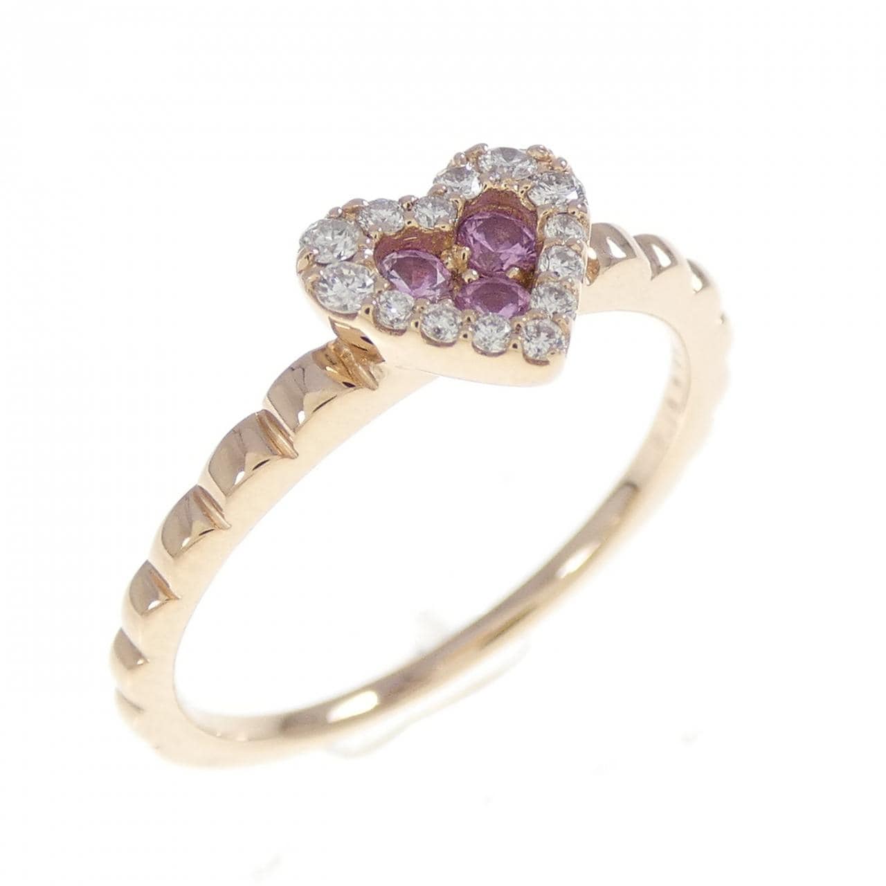K18PG ハート サファイヤ リング 0.10CT