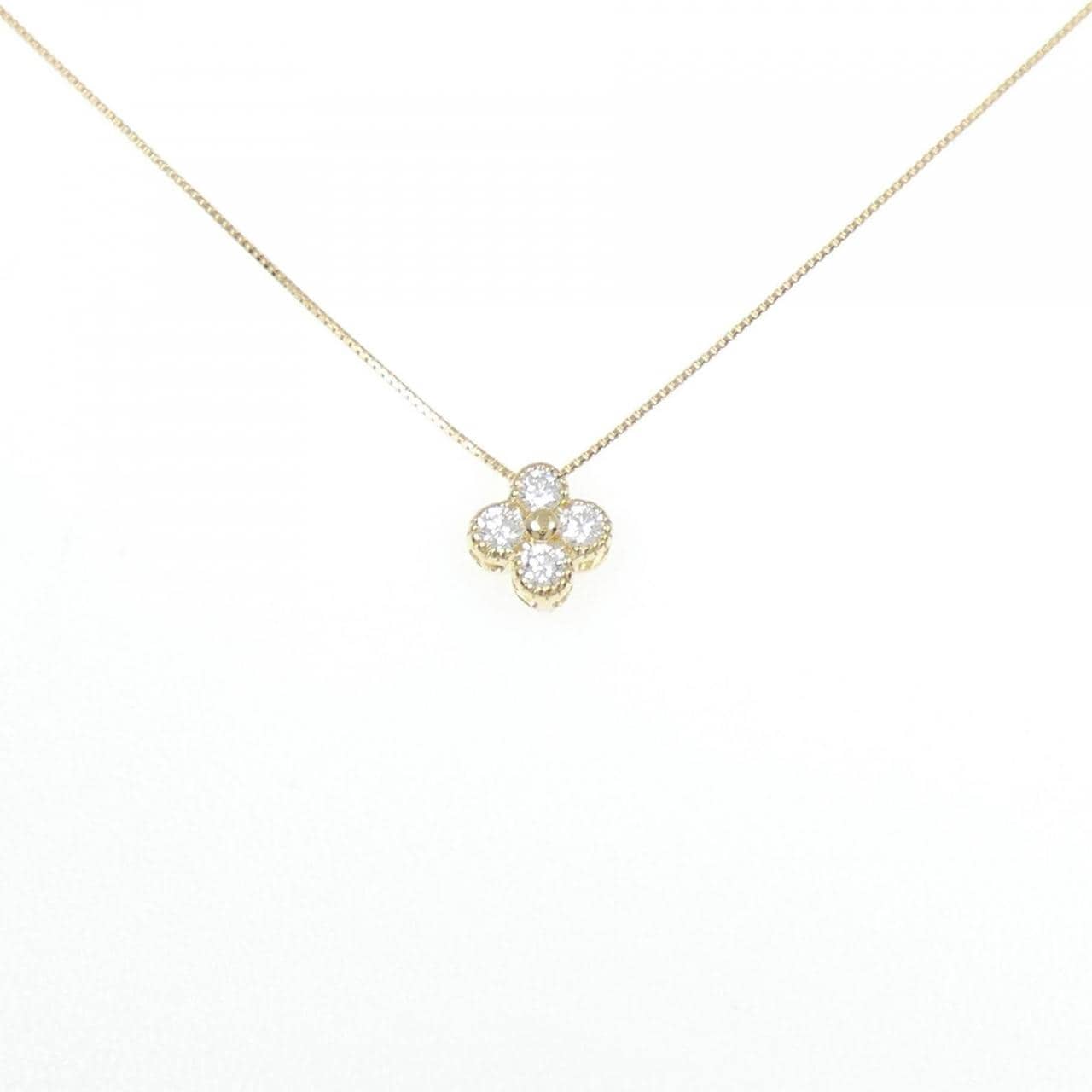 【新品】K18YG フラワー ダイヤモンド ネックレス 0.253CT