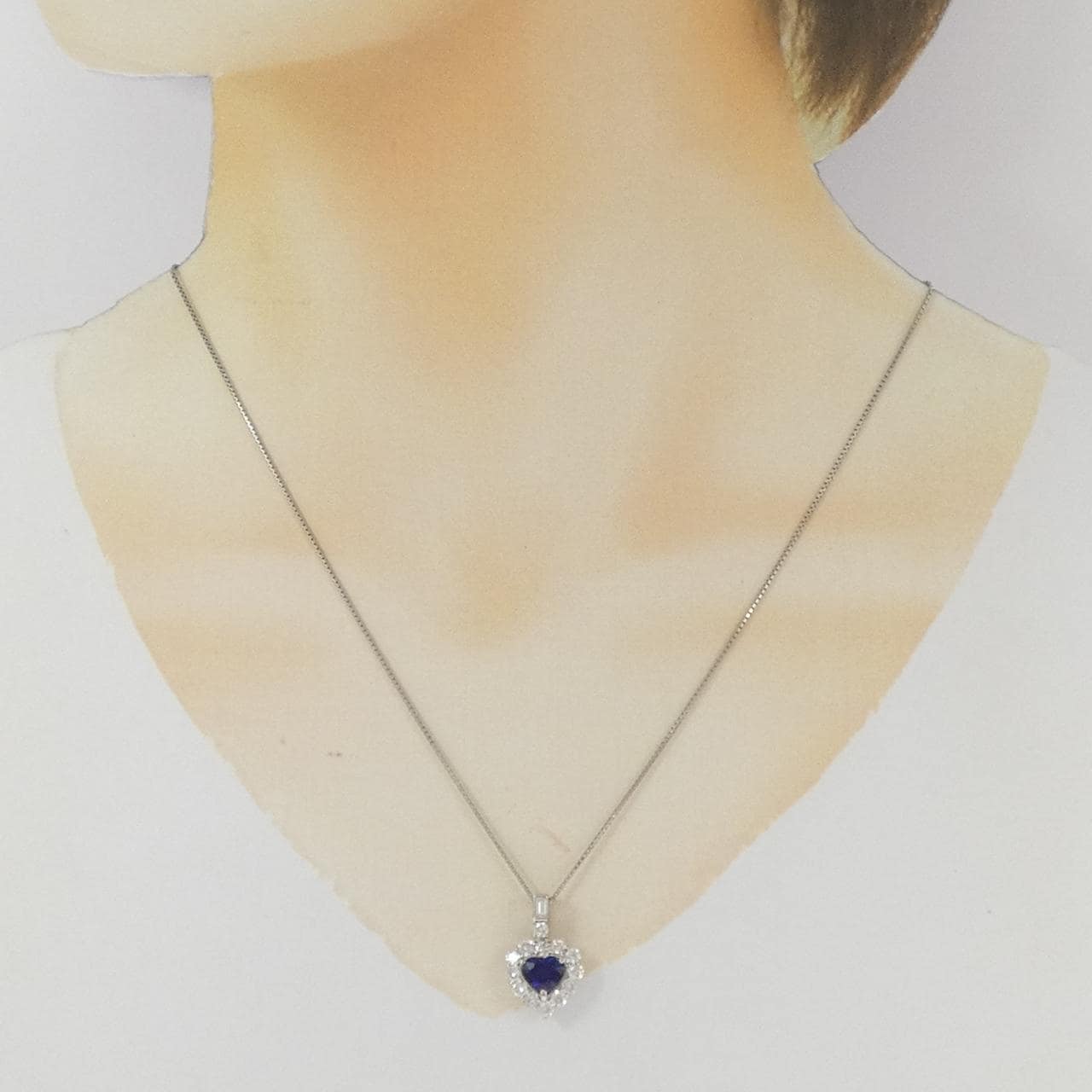PT900/PT850 ハート サファイヤ ネックレス 1.29CT