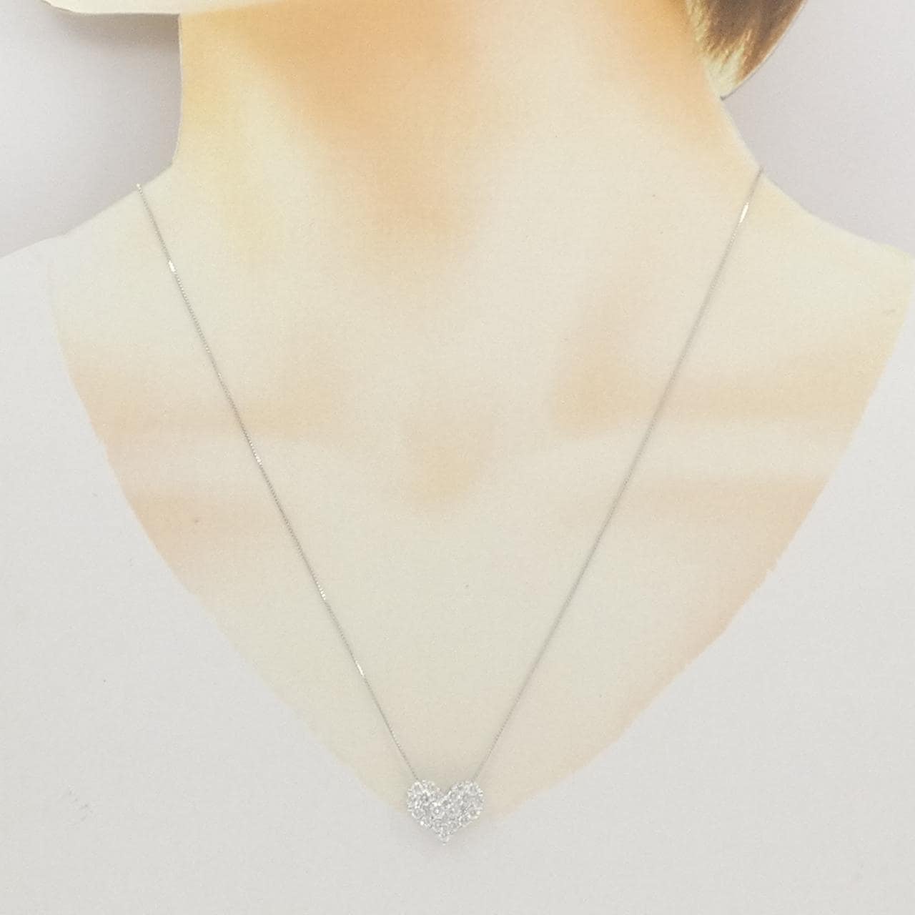 K18WG ハート ダイヤモンド ネックレス 1.00CT