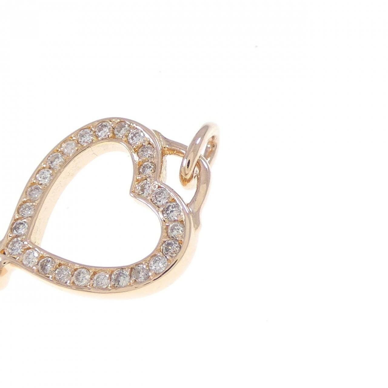 K18PG ハート×キー ダイヤモンド ペンダント 0.15CT