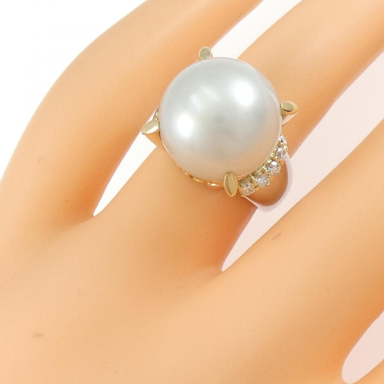 PT900/K18YG 白蝶パール リング 14.3mm