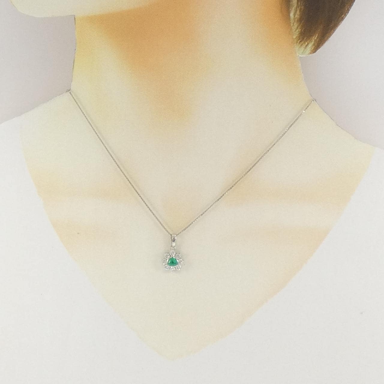PT900/PT850 エメラルド ネックレス 0.40CT
